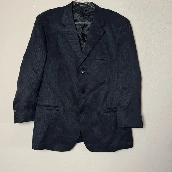 Versace Classic V2 Mens Black Blazer Jacket Wool Silk Blend Size 56 - Picture 2 of 8